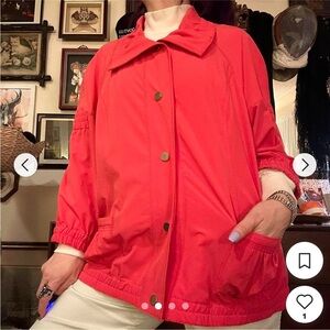 Chico’s Chico’s Zenergy Snap Front‎ Lightweight Red Windbreaker Pockets size 12